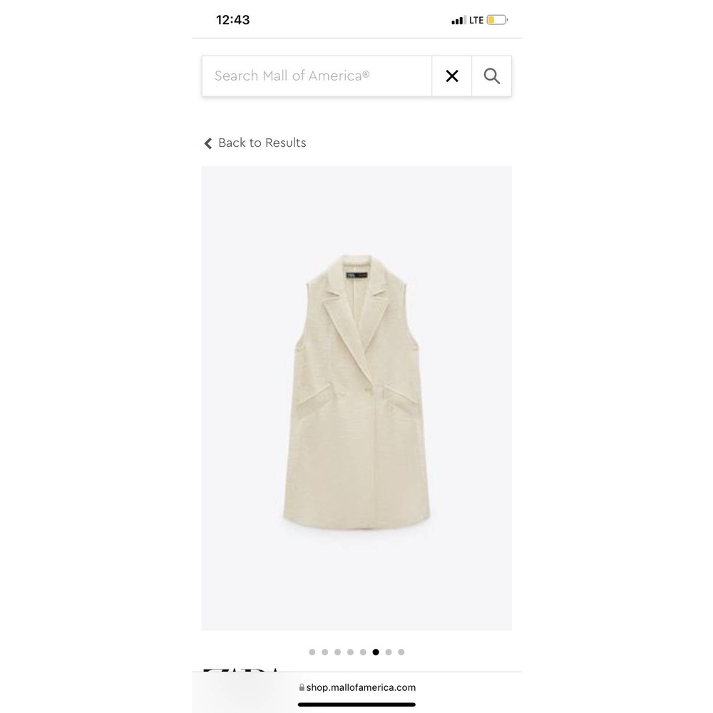 Zara Structure Ivory Tweed Longline Vest Sz XL